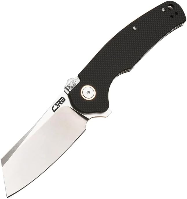 CJRB Crag Tactical Knife, Cleaver Pocket Folding Knife with Stonewash AR-RPM9 Steel Blade and G10 Handle for Men Outdoor, Survival, Camping and EDC (J1904R),Black