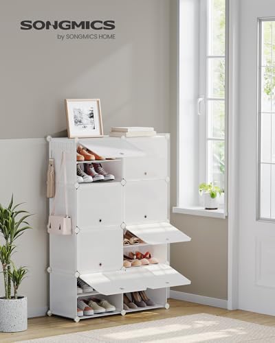 SONGMICS Shoe Rack, 8-Tier with Doors, 32-Pair Storage Cabinet