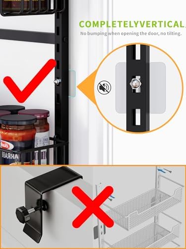 6-Tier Over Door Hanging Shelf, Adjustable Metal Storage Rack for Kitchen Pantry Office, Black