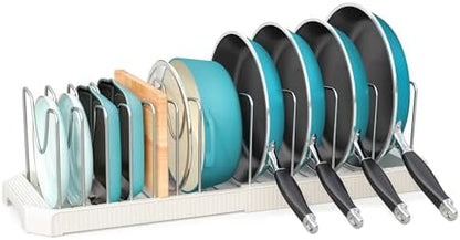 Expandable Pan Organizers Inside Cabinet with 12 Dividers White