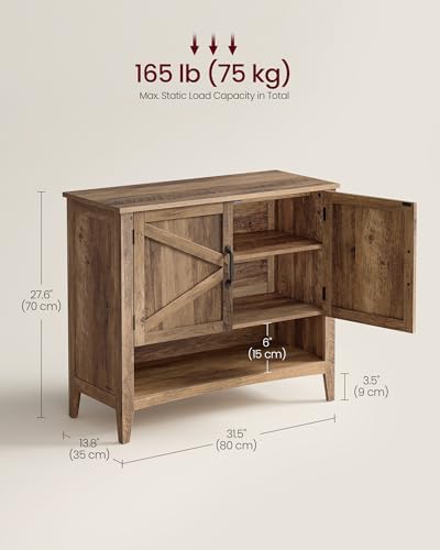 VASAGLE Shoe Storage Cabinet, 3‑Tier with Height‑Adjustable Shelves