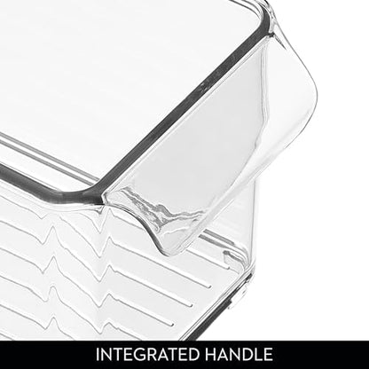 iDesign Stackable Fridge Storage Bin with Handle, Set of 3, Clear