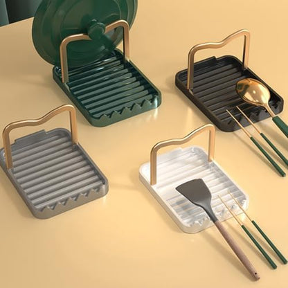Spoon Rest with Lid Holder, Stainless Steel Lid Holder While Cooking &