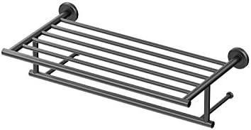 Gatco 1818MX Latitude II Towel Rack with Bar, Wall Mounted Bathroom Hotel-Style Towel Rack, Matte Black