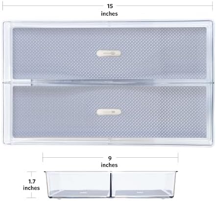 Glad Drawer Organizer Bin, 15x9 - Divided Clear Plastic Storage Tray for Junk Drawers, Kitchen Utensils, Bathroom Vanity, and Organizing Pantry - BPA Free, Food Safe, Non Slip