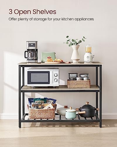 VASAGLE Kitchen Island with 3 Shelves, Storage Cabinet, Steel Structure