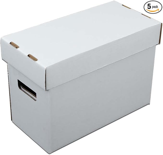 GRAND ORANGE 5 Pack Comic Book Storage - Holds 150-175 Comics, Moistureproof, Collapsible and Stackable Short Box