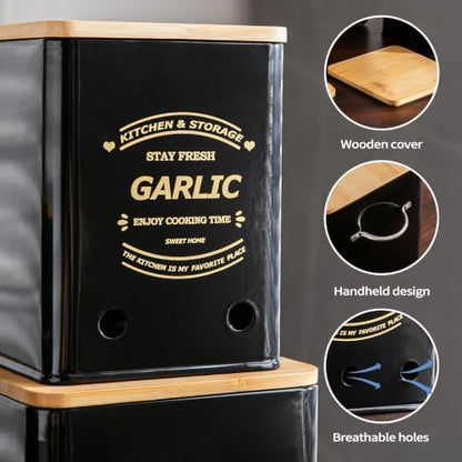 Potato Onion Garlic Storage Bin Set of 3, Metal