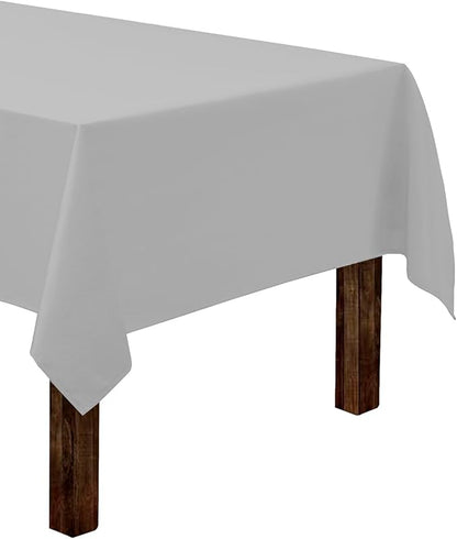 Gee Di Moda Rectangle Tablecloth - 60 x 84 Inch Silver Table Cloth for 5 Foot Rectangle Table - Heavy Duty Washable Fabric - for 5 Ft Buffet Table, Holiday Party, Dinner, Wedding & Baby Shower