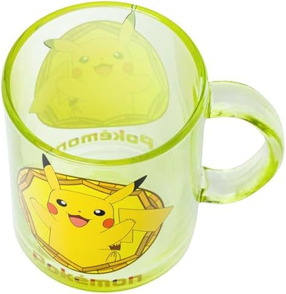 Silver Buffalo Pokémon Pikachu Stained Glass, Glass Coffee Mug, 17.5oz