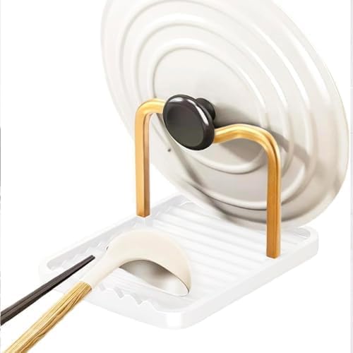 Spoon Rest with Lid Holder, Stainless Steel Lid Holder While Cooking &