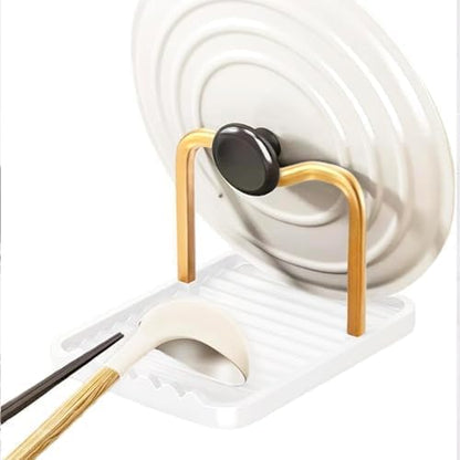 Spoon Rest with Lid Holder, Stainless Steel Lid Holder While Cooking &