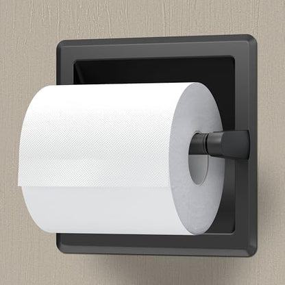 Gatco 752 Recessed Pivoting Toilet Paper Holder, Wall Mounted, Heavy Duty Metal Tissue Holder for Bathroom – Available in Matte Black