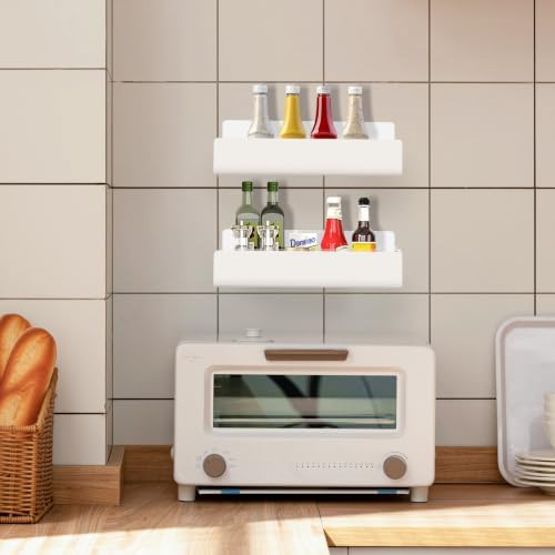 9 Inch Acrylic Spice Rack Wall Mount, White, 2 Pack
