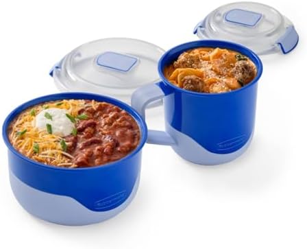 Rubbermaid Pack & Go Microwavable Set with 660 mL Soup Mug and 900 mL Container, Leakproof Meal Prep Containers