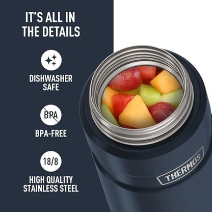 THERMOS Stainless King Food Jar with Bowl, 24oz, Matte Midnight Blue