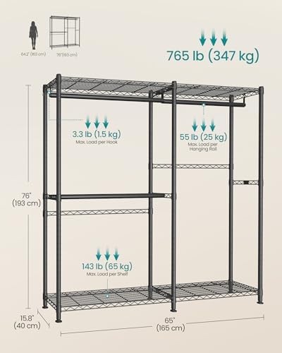 SONGMICS Closet Organizers and Storage, Clothes Rack with Shelves