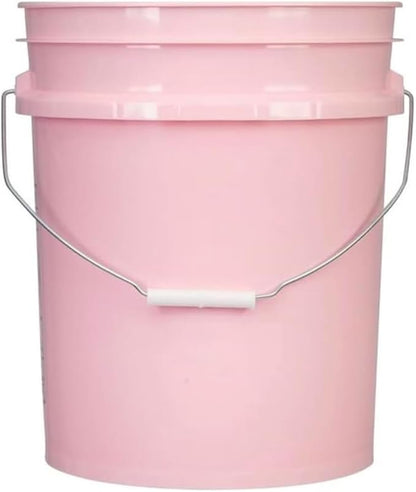 House Naturals 5 Gallon Premium HPDE Plastic Bucket - Made in USA Food Grade Storage Container, BPA Free All Purpose Pail (3, Pink)