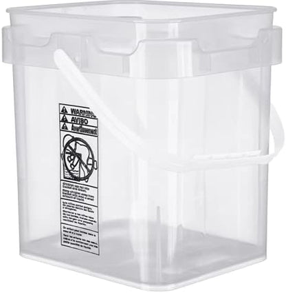 House Naturals 4 Gallon Food Grade Plastic Square clear bucket pail with lid container (Pack of 3) Made in USA- BPA Free