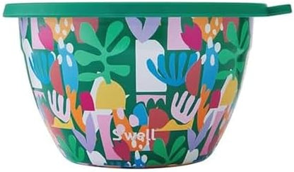 S’well Stainless Steel 64oz Salad Bowl Kit, Paper Cutouts Design, Includes 2oz Mini Canister and Removable Tray, Leakproof, Easy to Clean, Dishwasher Safe