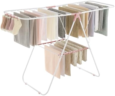 SONGMICS Clothes Drying Rack, Foldable Space-Saving Laundry Drying Rack