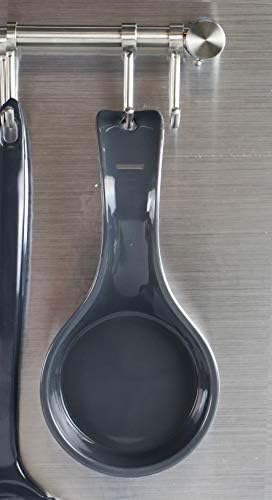 Reston Lloyd Kitchen Counter Utensil Spoon Rest, Ladles, Spaghetti Forks, & Spatulas, Durable BPA-Free Plastic – Dishwasher Safe, Décor, Space Saving Hanging Hole on Handle, Charcoal