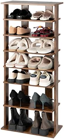 COSTWAY 7 Tiers Shoe Rack, Patented Shoe Organizer (Rustic Brown)