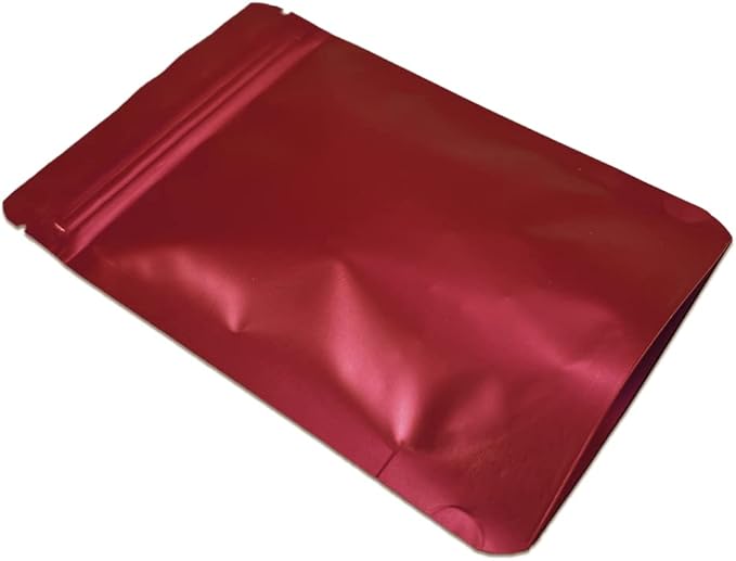 PABCK 50 Pieces 5.5x7.87 inch(Inside Size 4.7x5.1 inch) Stand-Up Resealable Heat Seal Bags 3.55mil Thick Red Foil Sealed Bags for Zip Packaging Lock Food Storage Pouch