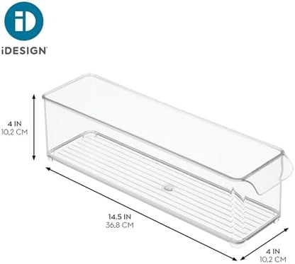 iDesign Stackable Fridge Storage Bin with Handle, Set of 3, Clear