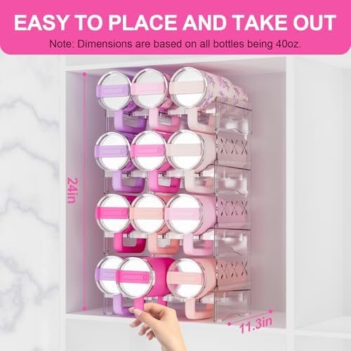 JYPS Water Bottle Tumbler Organizer, Stackable Stanley 40oz with Handle Cup Organizer, Large Tumbler Holder Stanley Cup Accessories for Pantry Kitchen Organizers & Storage(12)