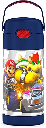 THERMOS FUNTAINER Water Bottle with Straw - 12 Ounce - Kids Stainless Steel Vacuum Insulated Water Bottle with Lid, Super Mario Brothers (Pack of 6)