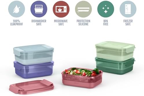 Ello 3.7 Cup Plastic Meal Prep Containers, 10 Pc, 5 Pack, Everest