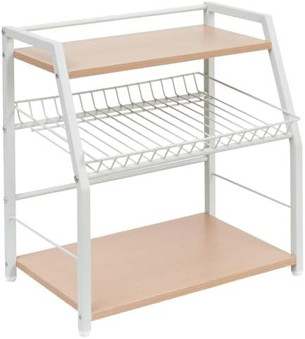 Kitchen Countertop Organizer, 3 Tiers Snack Organizer Wooden Candy Display Stand Coffee Station Organizer, Counter Storage for Soda Cans Condiment Tea, for Pantry Office (White)