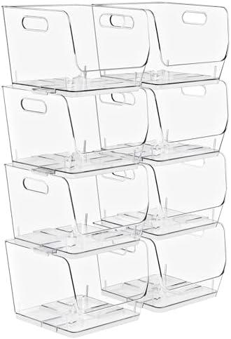 Sorbus Clear Pantry Organizer with Stackable Storage Bins, Open Front