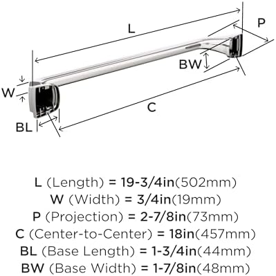 Amerock Revitalize Polished Nickel 18 inch (457 mm) Center-to-Center Towel Bar, BH36033PN