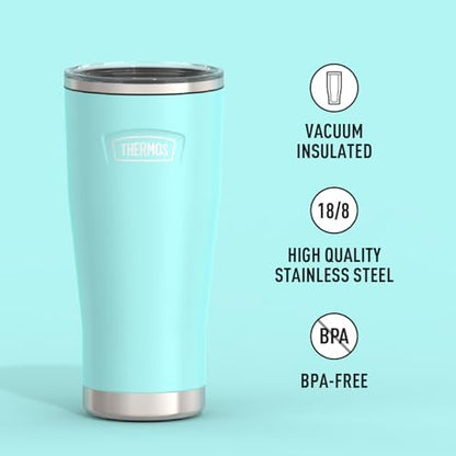 THERMOS Icon Series 24oz Stainless Steel Tumbler with Slide Lock Lid, Leakproof, Fits Cupholder, Dishwasher Safe, Griptec™ Non‑Slip Base, Keeps Drinks Hot 6 Hrs/Cold 22 Hrs, Sea Green