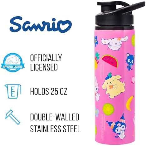 Silver Buffalo Sanrio Hello Kitty and Friends, Stainless Steel Water Bottle