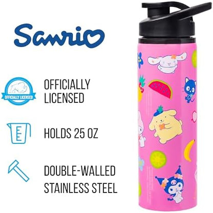 Silver Buffalo Sanrio Hello Kitty and Friends, Stainless Steel Water Bottle