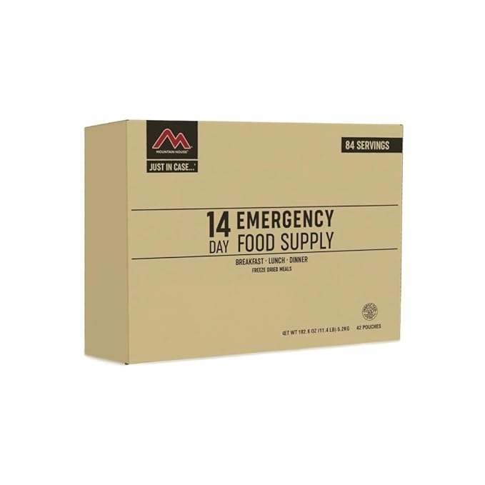Mountain House 14Day Emergency Food Supply, FreezeDried Survival Meal Kit for Disaster Preparedness & LongTerm Storage, 84 Servings, 30Year Shelf Life, Just Add Water