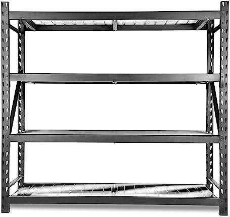 WEN Four-Tier Industrial Steel Storage Rack with Adjustable Shelving and 8000-Pound Capacity (RK7724-4)