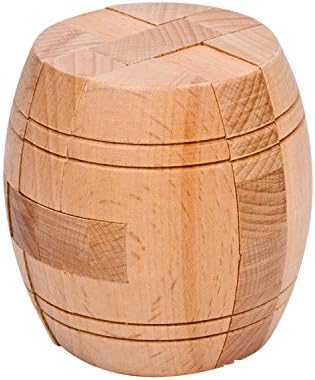 Ahyuan Handmade Powder Barrel Wooden Puzzles for Adults an Interlocking 3D Brain Teaser Puzzles for Adults Hidden Passage Works on a Classic Mechanical Puzzle Concept (Natural)