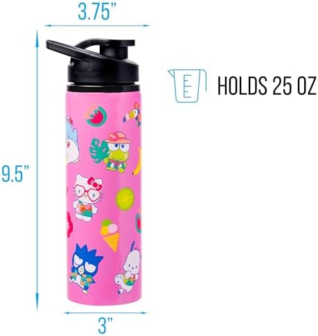 Silver Buffalo Sanrio Hello Kitty and Friends, Stainless Steel Water Bottle
