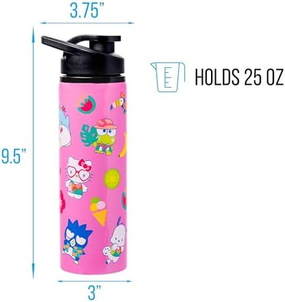 Silver Buffalo Sanrio Hello Kitty and Friends, Stainless Steel Water Bottle