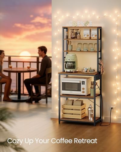 VASAGLE Coffee Bar, 23.6 Inches 6-Tier Baker's Rack with 6 Hooks
