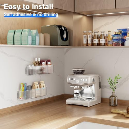 MUSTORN 2 Pack Adhesive Cabinet Door Organizer, Lid Organizers Inside Cabinet Spice Rack Food Container/Tumbler Lids Holders for Kitchen & Bathroom Wall Mounted(Acrylic)