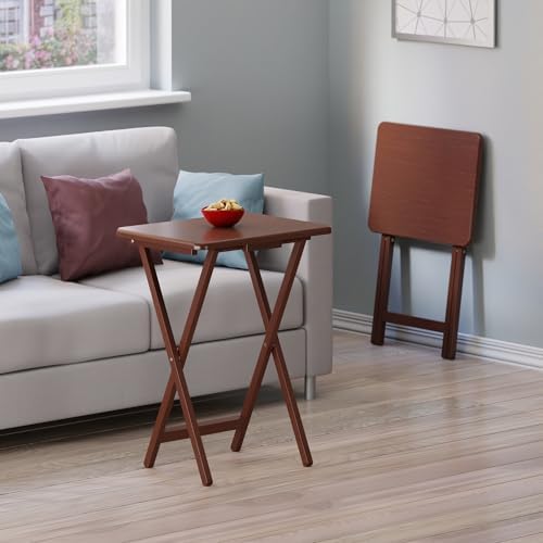 Winsome Alex Set of 2 Foldable Snack Tables, Walnut