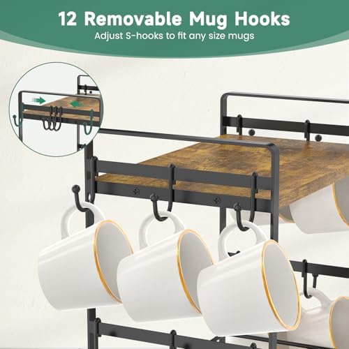 EsLuker.ly Coffee Mug Cup Holder Tree Bar Station Organizer, 2 Tier