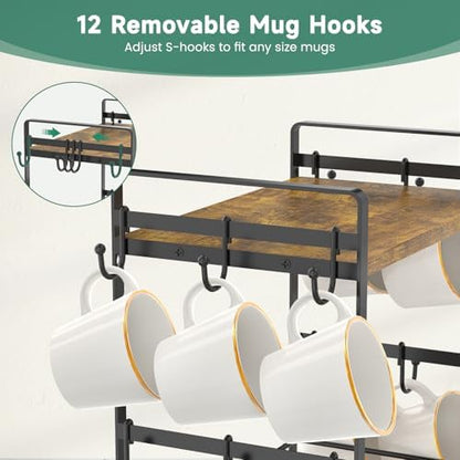 EsLuker.ly Coffee Mug Cup Holder Tree Bar Station Organizer, 2 Tier