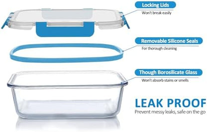 M MCIRCO 24 Piece Glass Food Storage Containers with Lids, Blue
