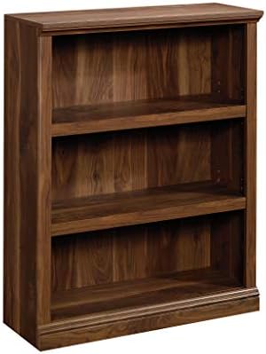 Sauder 3 Tier Book Shelf Wooden Bookcase Multipurpose Bookshelf for Home Office, Living Room, in Grand Walnut